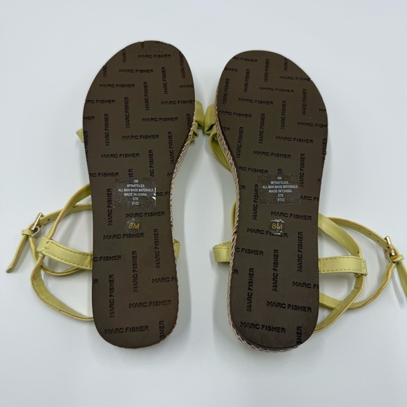 NWOT Marc Fisher Natelea Yellow Strappy Sandals Woven Sole Women’s Size 8 Summer - Picture 4 of 10